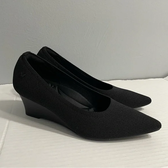 Vivaia Black Pointed Toe Aria Wedge Pro Heels 37.5 - Picture 2 of 12